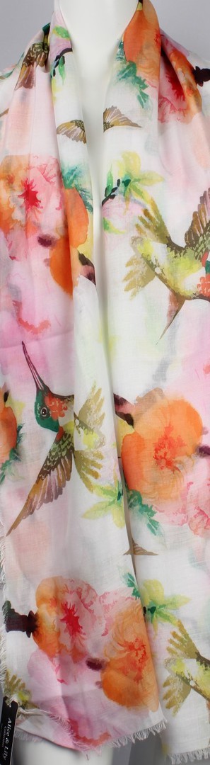 Alice & Lily printed  scarf pink hummingbird Style:SC/4656/PNK image 0